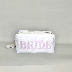 Mud Pie White Sequin Bride Cosmetic Bag